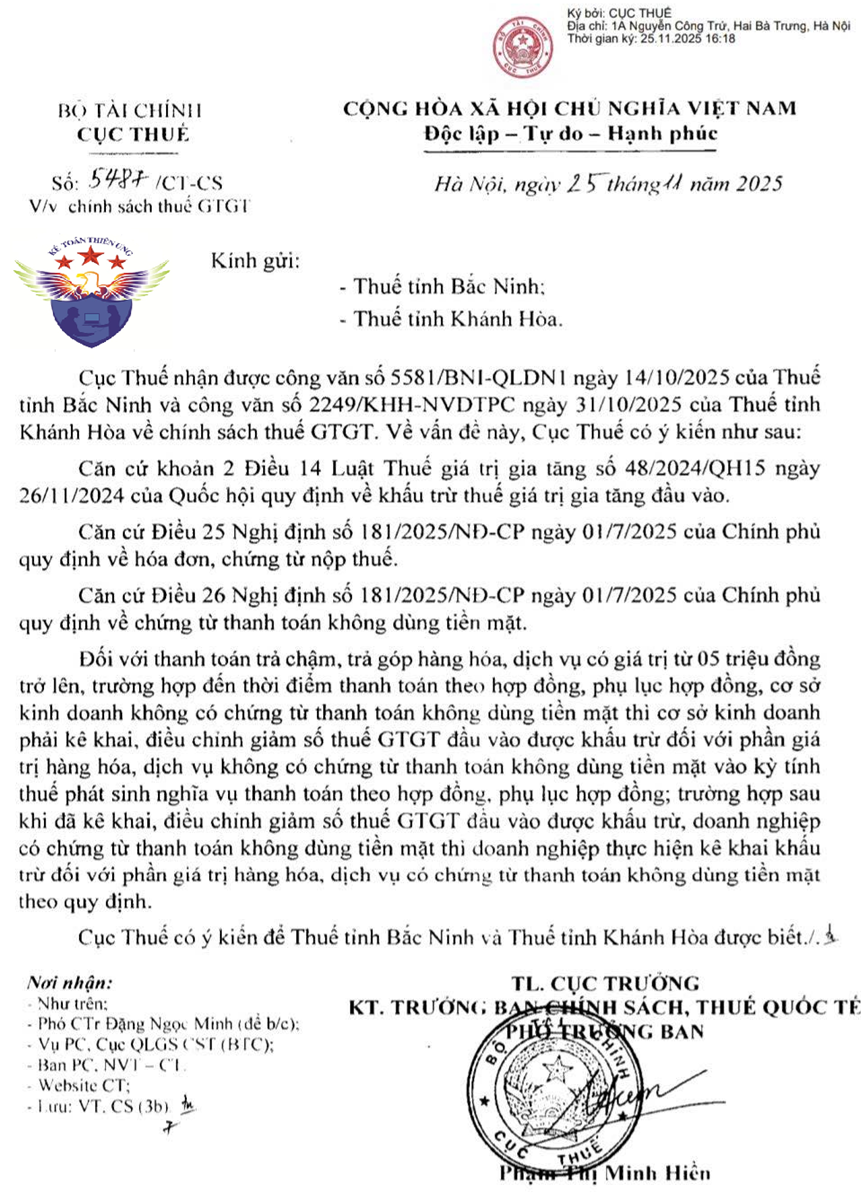 Công văn 5487/CT-CS