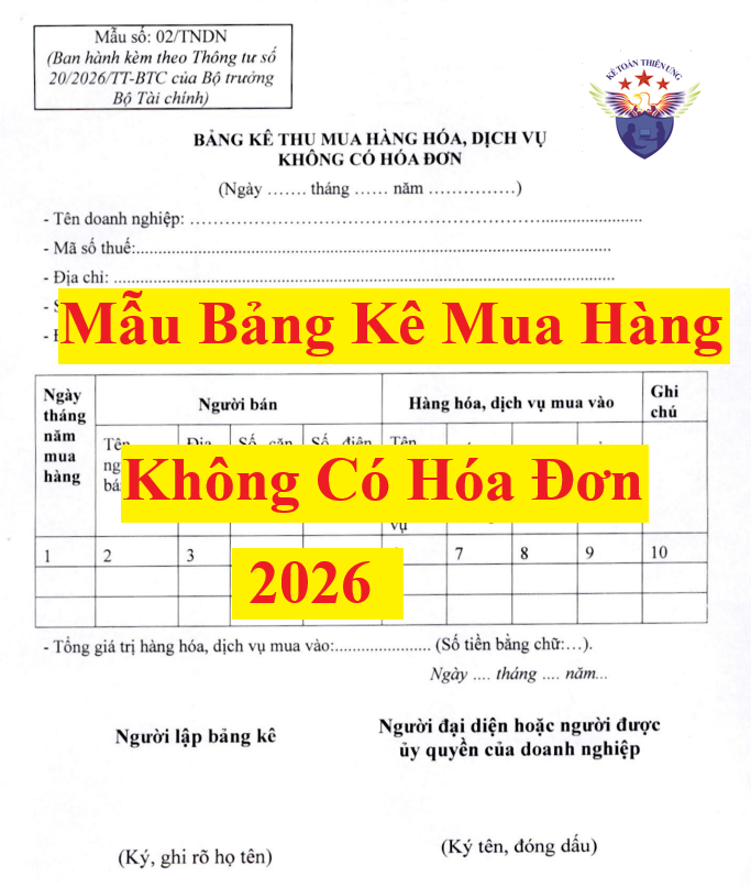Bảng kê mua hàng không có hóa đơn
