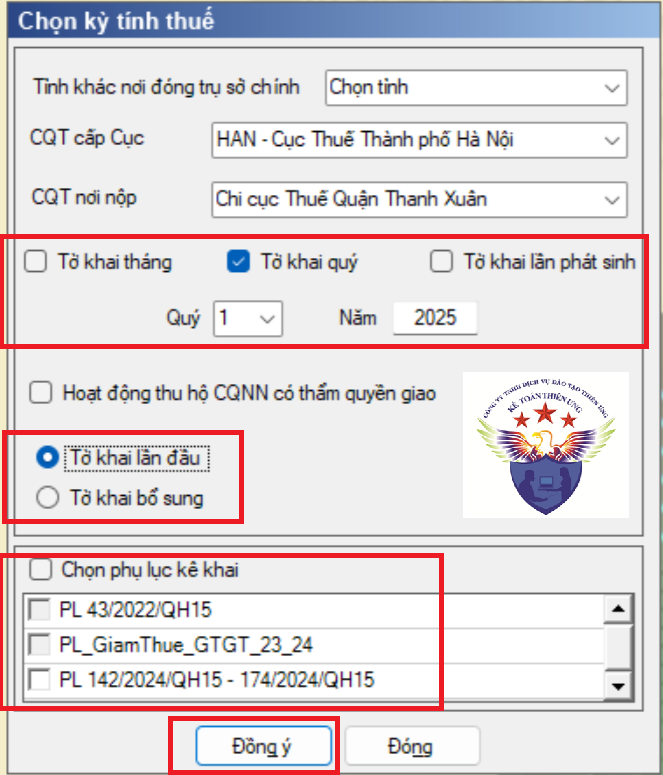 Chọn kỳ làm tờ khai thuế gtgt theo phương pháp trực tiếp