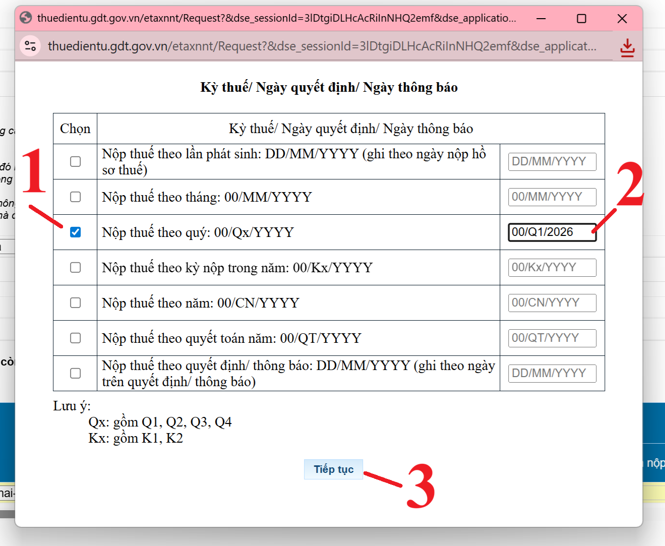 chọn kỳ nộp thuế TNDN