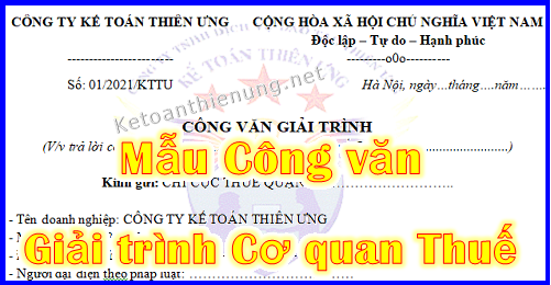 Công văn giải trình thuế Công văn giải trình thuế