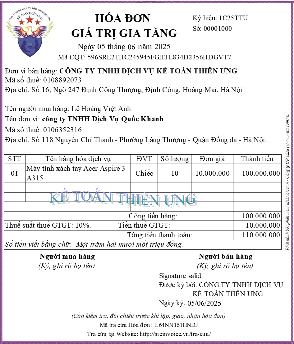 Hóa đơn bị điều chỉnh (hóa đơn có sai sót)