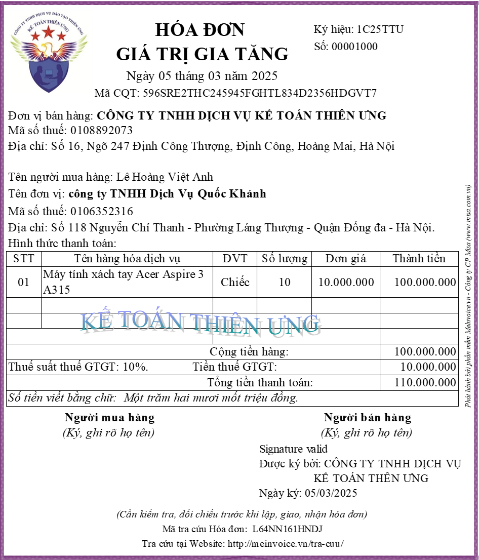Hóa đơn bị điều chỉnh (hóa đơn có sai sót)