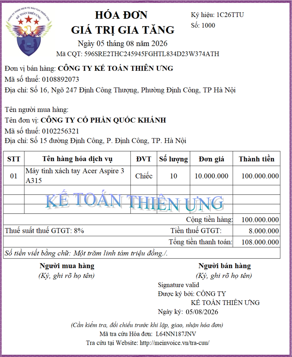 Hóa đơn bị điều chỉnh (hóa đơn có sai sót)
