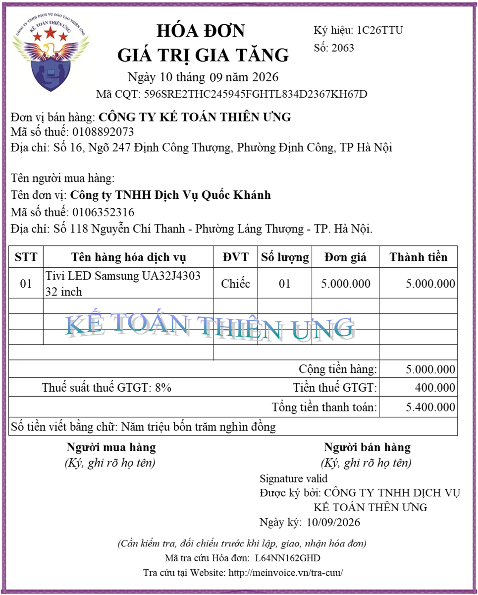 Hóa đơn bị sai mã số thuế người mua