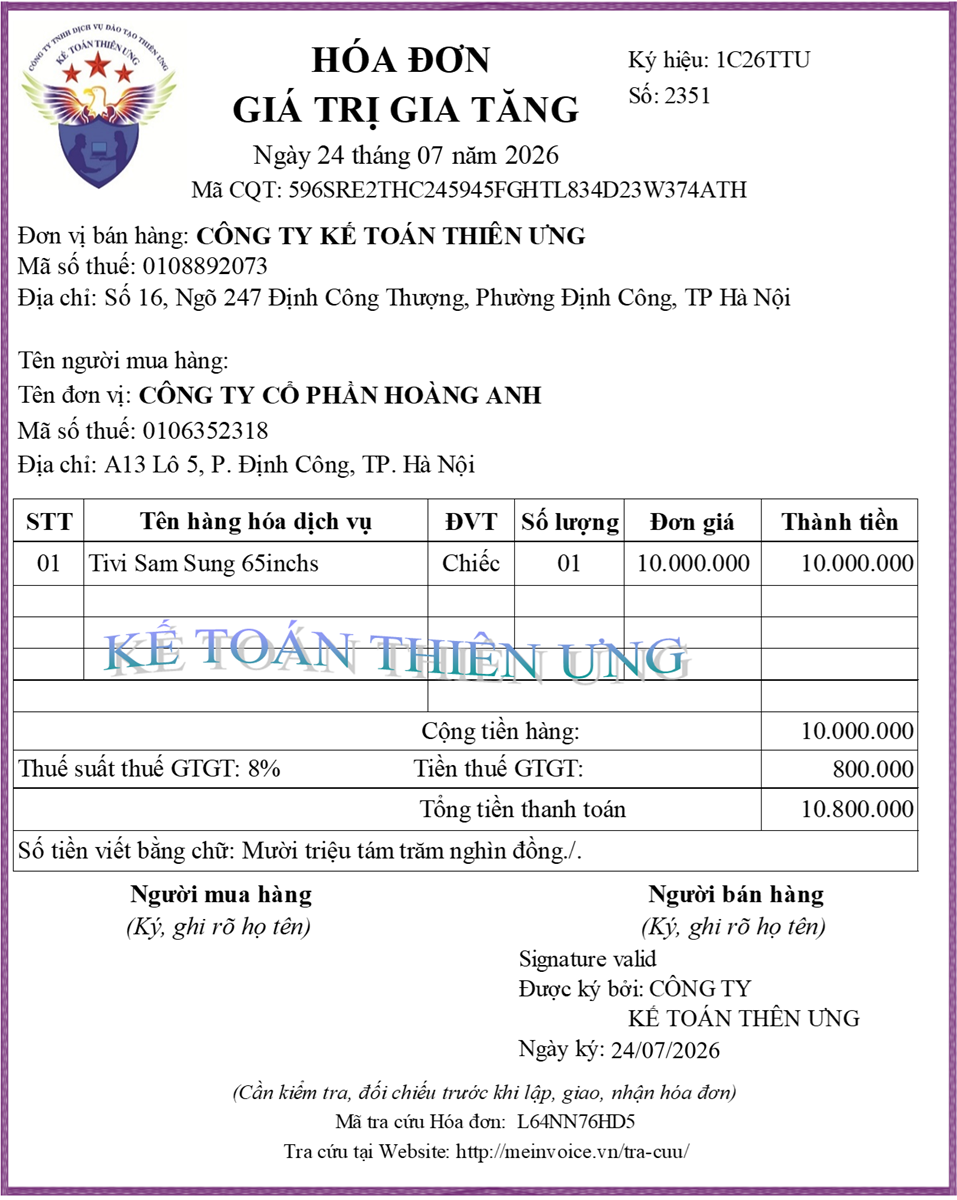 Hóa đơn điện tử sai mã số thuế người mua