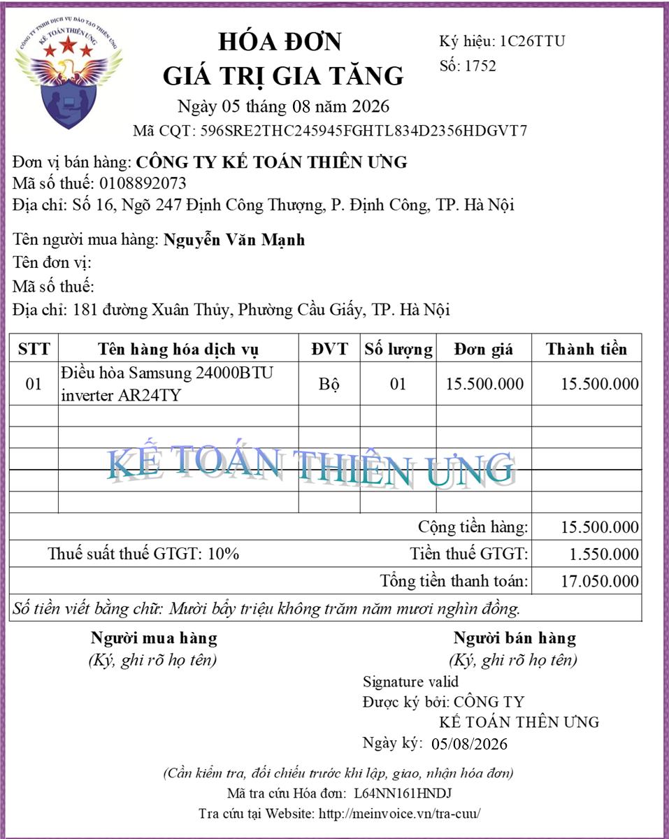 Hóa đơn sai thuế suất thuế GTGT Hóa đơn sai thuế suất thuế GTGT