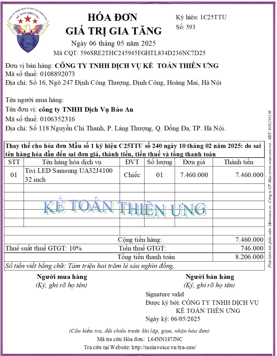 Hóa đơn thay thế