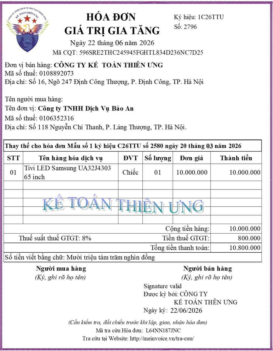 Hóa đơn thay thế