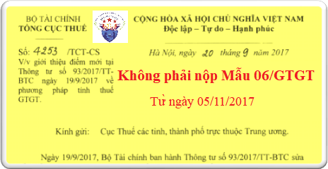 không cẩn phải nộp mẫu 06/GTGT đăng ký thuế khấu trừ