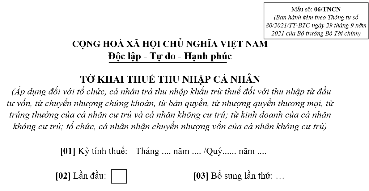 Mẫu tờ khai khấu trừ thuế TNCN từ đầu tư chuyển nhượng vốn Mẫu tờ khai khấu trừ thuế TNCN từ đầu tư chuyển nhượng vốn