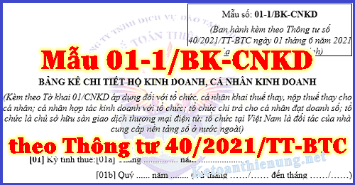 Mẫu bảng kê 01-1/bk-cnkd theo thông tư 40