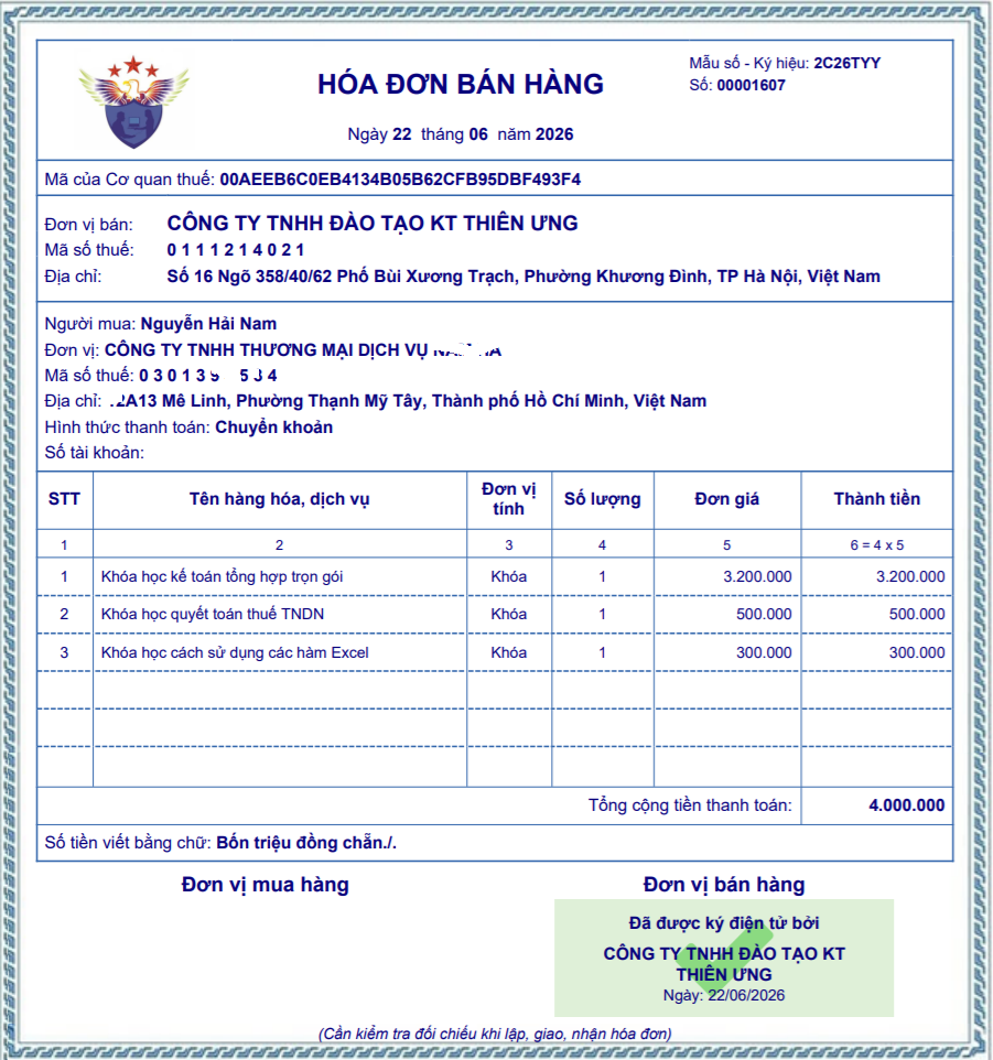 Cách lập hóa đơn bán hàng điện tử