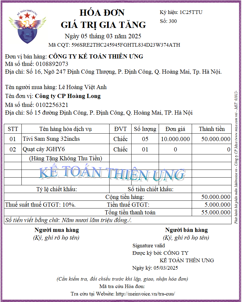 Mẫu hóa đơn xuất quà tặng cho khách hàng theo chương trình khuyến mại Mẫu hóa đơn xuất quà tặng cho khách hàng theo chương trình khuyến mại