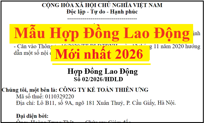 Mẫu hợp đồng lao động mới nhất 2026