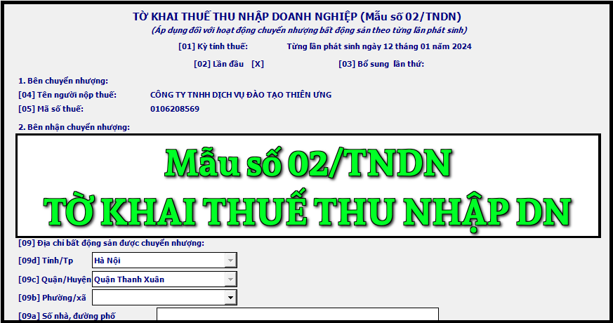 Mẫu số 02/TNDN tờ khai thuế thu nhập doanh nghiệp theo TT 80/2021 Mẫu số 02/TNDN tờ khai thuế thu nhập doanh nghiệp theo TT 80/2021