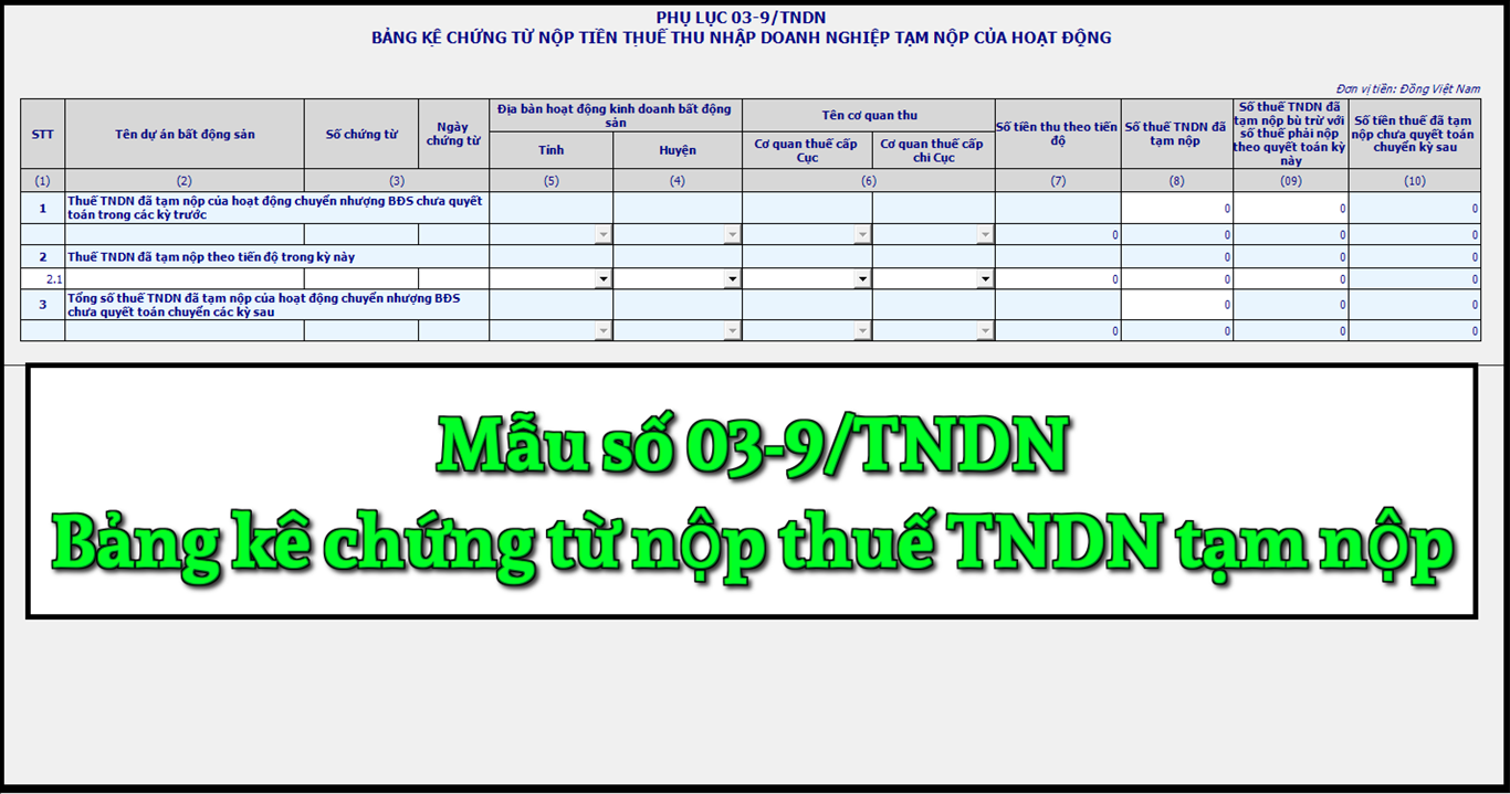 Mẫu số 03-9/TNDN Bảng kê chứng từ nộp thuế TNDN tạm nộp theo TT 80/2021 Mẫu số 03-9/TNDN Bảng kê chứng từ nộp thuế TNDN tạm nộp theo TT 80/2021