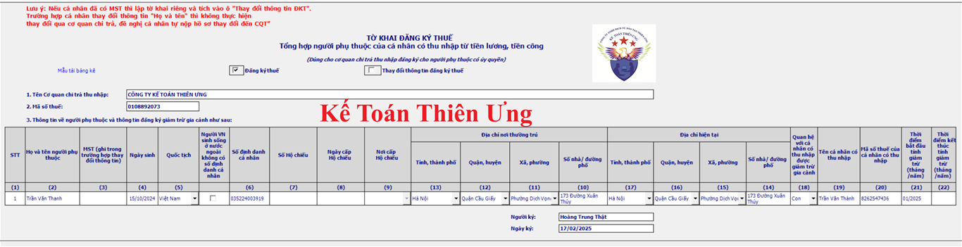 Mẫu tờ khai đăng ký người phụ thuộc theo thông tư 86 trên HTKK Mẫu tờ khai đăng ký người phụ thuộc theo thông tư 86 trên HTKK