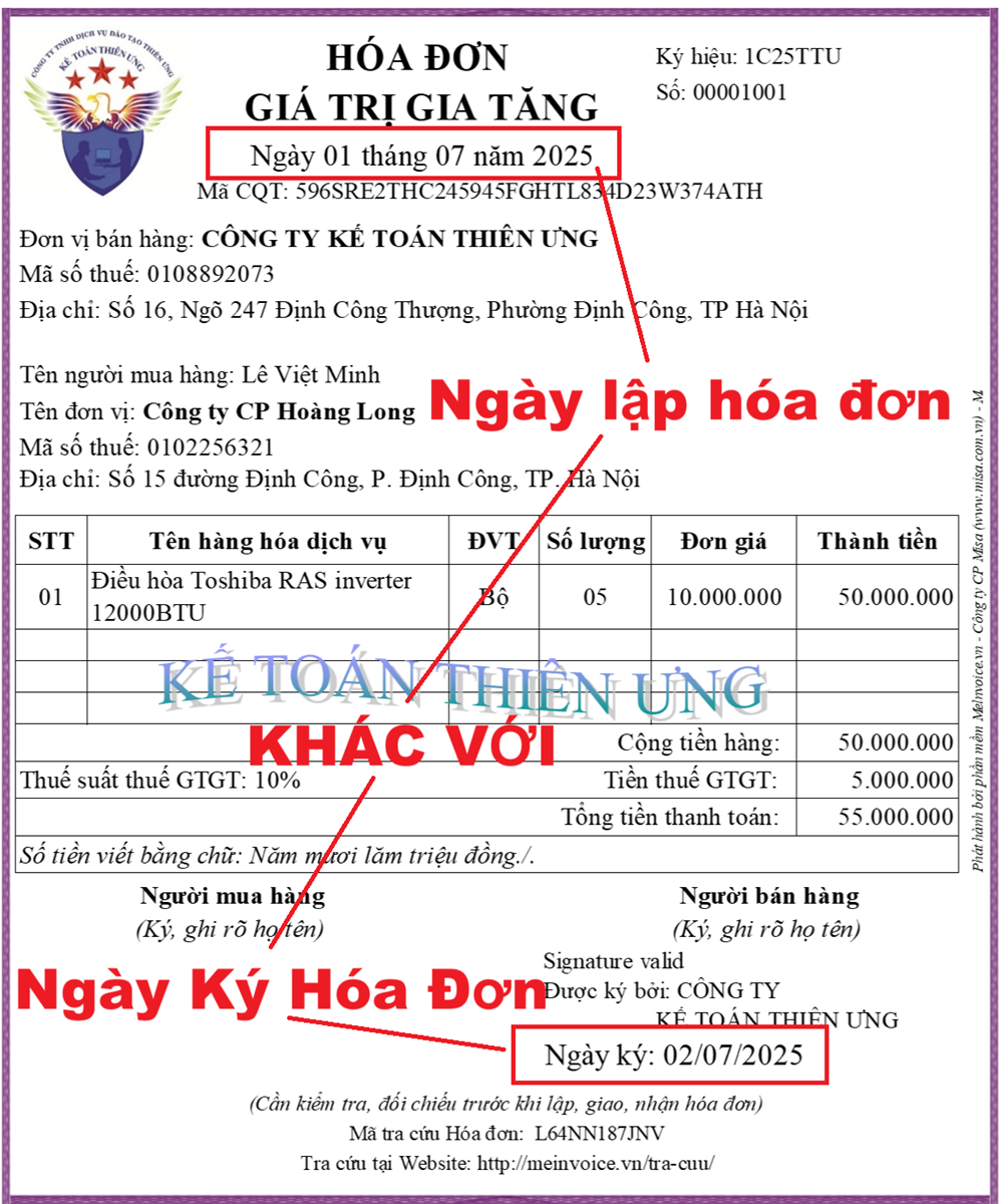 ngày lập và ngày ký hóa đơn khác nhau ngày lập và ngày ký hóa đơn khác nhau