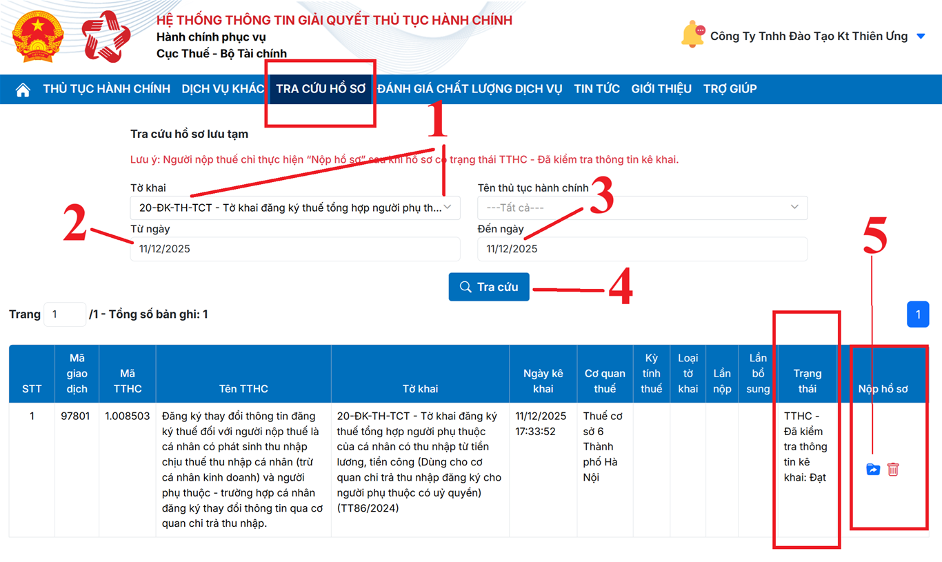 Tra cứu hồ sơ lưu tạm
