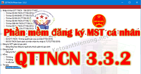 Phần mềm đăng ký MST cá nhân QTTNCN 3.3.2 Phần mềm đăng ký MST cá nhân QTTNCN 3.3.2