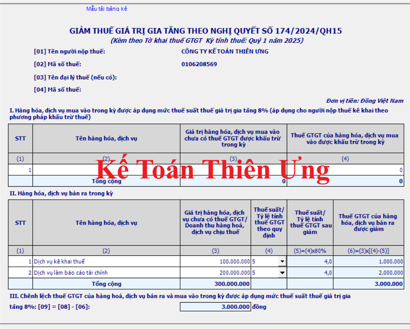 Mẫu phụ lục giảm thuế GTGT theo nghị định 180/2024/NĐ-CP Mẫu phụ lục giảm thuế GTGT theo nghị định 180/2024/NĐ-CP