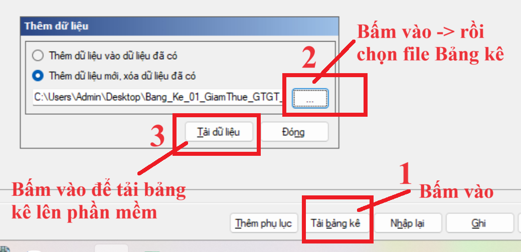 Tải bảng kê Excel lên phần mềm HTKK Tải bảng kê Excel lên phần mềm HTKK