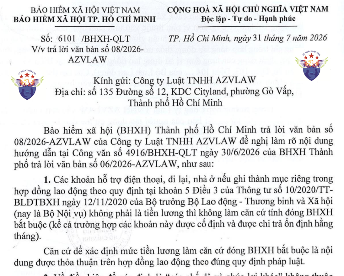 Tiền điện thoại không phải đóng BHXH
