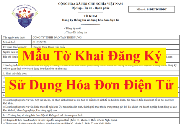 Mẫu tờ khai đăng ký sử dụng hóa đơn điện tử