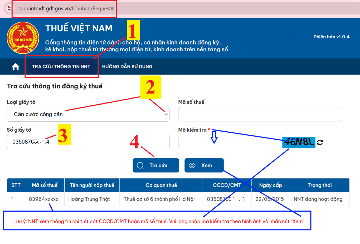 Cách tra cứu mã số thuế cá nhân bằng CCCD, CMND