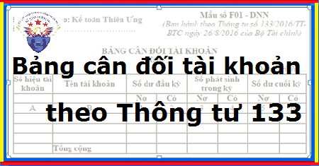 bảng cân đối tài khoản theo theo thông tư 133