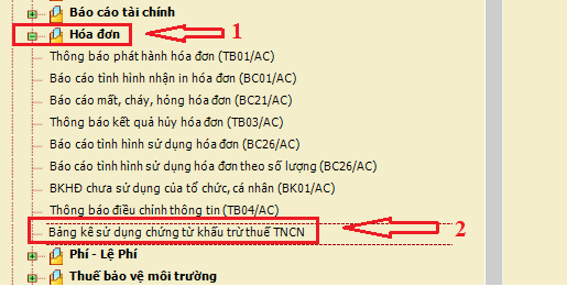 Bảng kê chứng từ khấu trừ thuế tncn