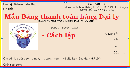 bảng thanh toán hàng đại lý ký gửi