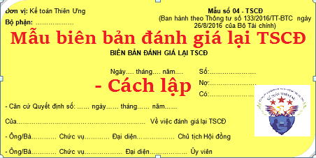 biên bản đánh giá lại TSCĐ