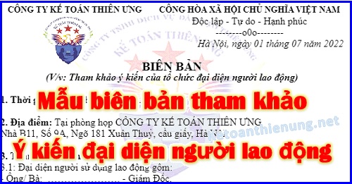 biên bản tham khảo ý kiến đại diện người lao động; 