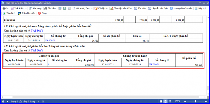 Cách kiểm tra đối chiếu chứng từ sổ sách kế toán trên Misa - c9