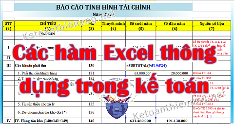 các hàm excel thông dụng trong kế toán