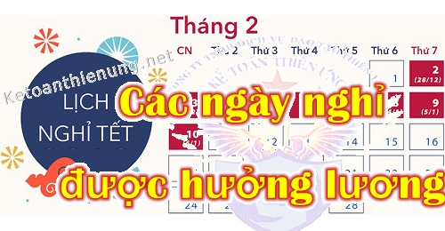 các ngày nghỉ được hưởng nguyên lương