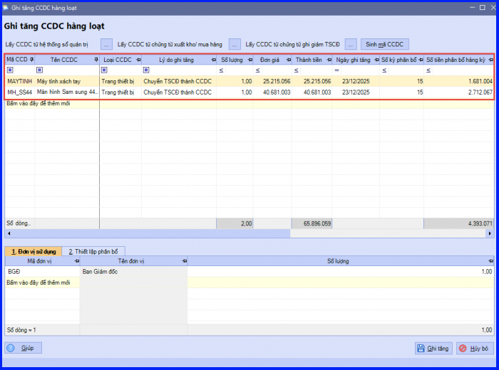 Cách hạch toán chuyển TSCĐ thành CCDC trên Misa 6