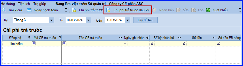 Cách hạch toán ghi nhận chi phí trả trước trên Misa 5