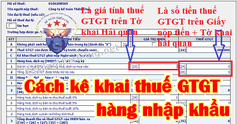 cách kê khai thuế gtgt hàng nhập khẩu