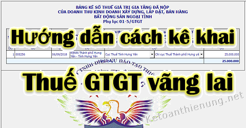 cách kê khai thuế gtgt vãng lai ngoại tỉnh