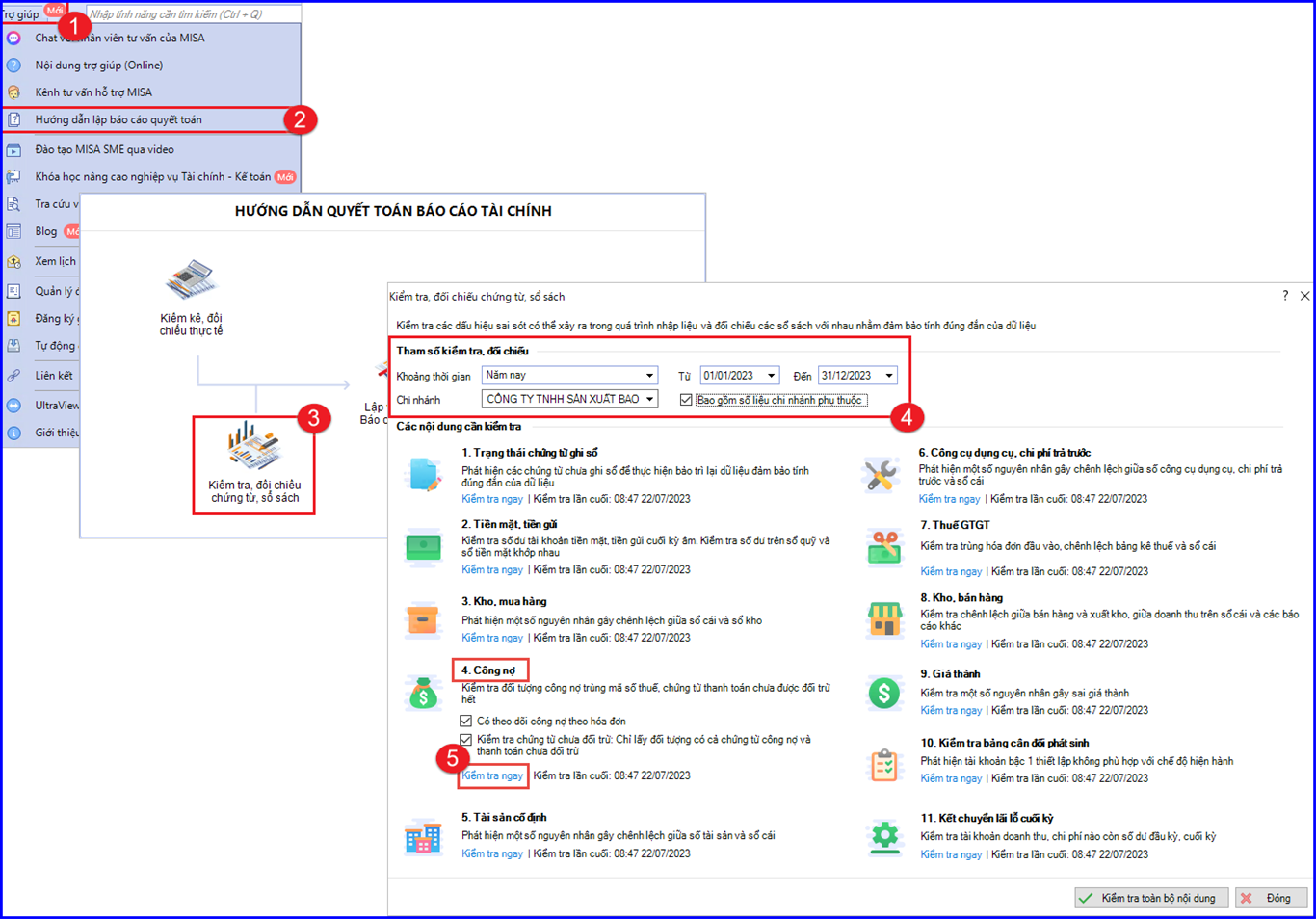 Cách kiểm tra đối chiếu chứng từ sổ sách kế toán trên Misa 4.1