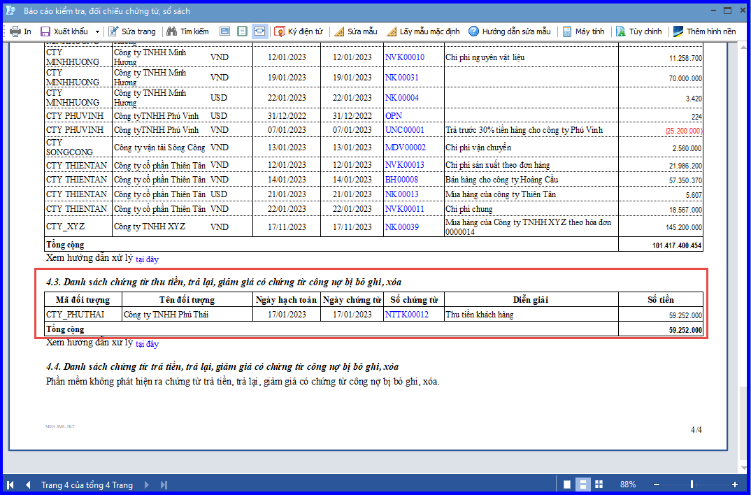 Cách kiểm tra đối chiếu chứng từ sổ sách kế toán trên Misa 4.3