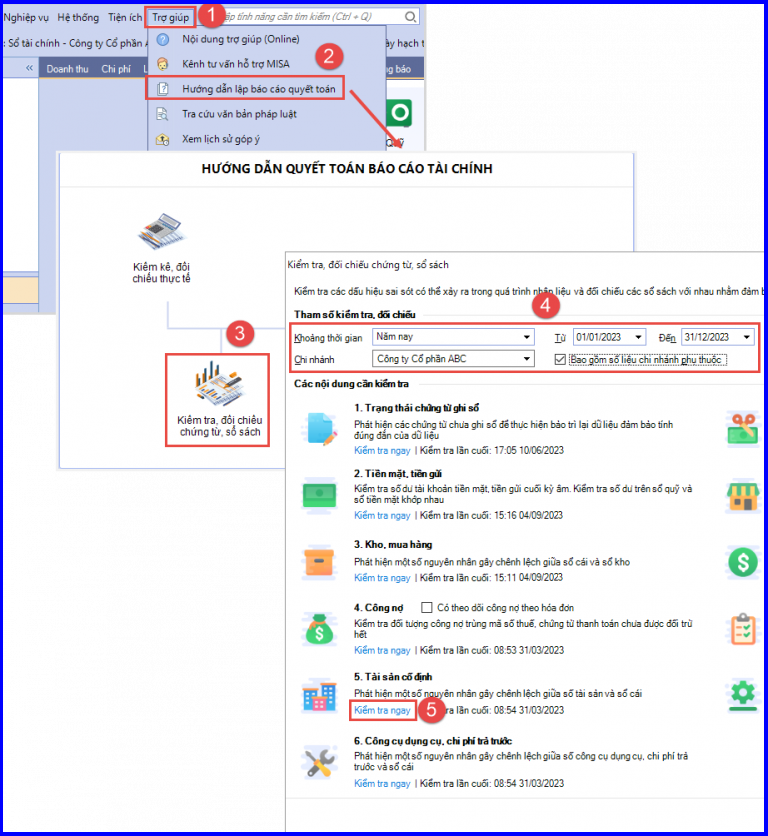 Cách kiểm tra đối chiếu chứng từ sổ sách kế toán trên Misa 5-1