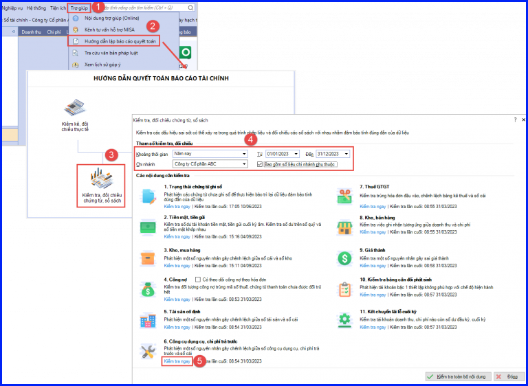 Cách kiểm tra đối chiếu chứng từ sổ sách kế toán trên Misa 6