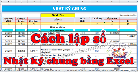 Cách lập sổ nhật ký chung bằng Excel