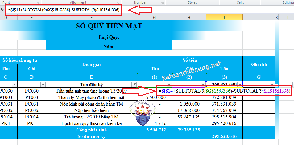 cách sử dụng hàm subtotal