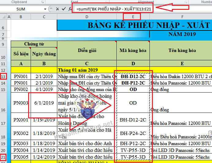 cách sử dụng hàm sumif trong excel