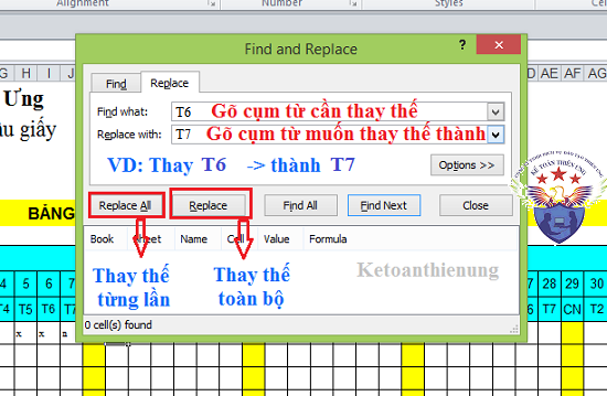 cách thay thế chữ trong excel